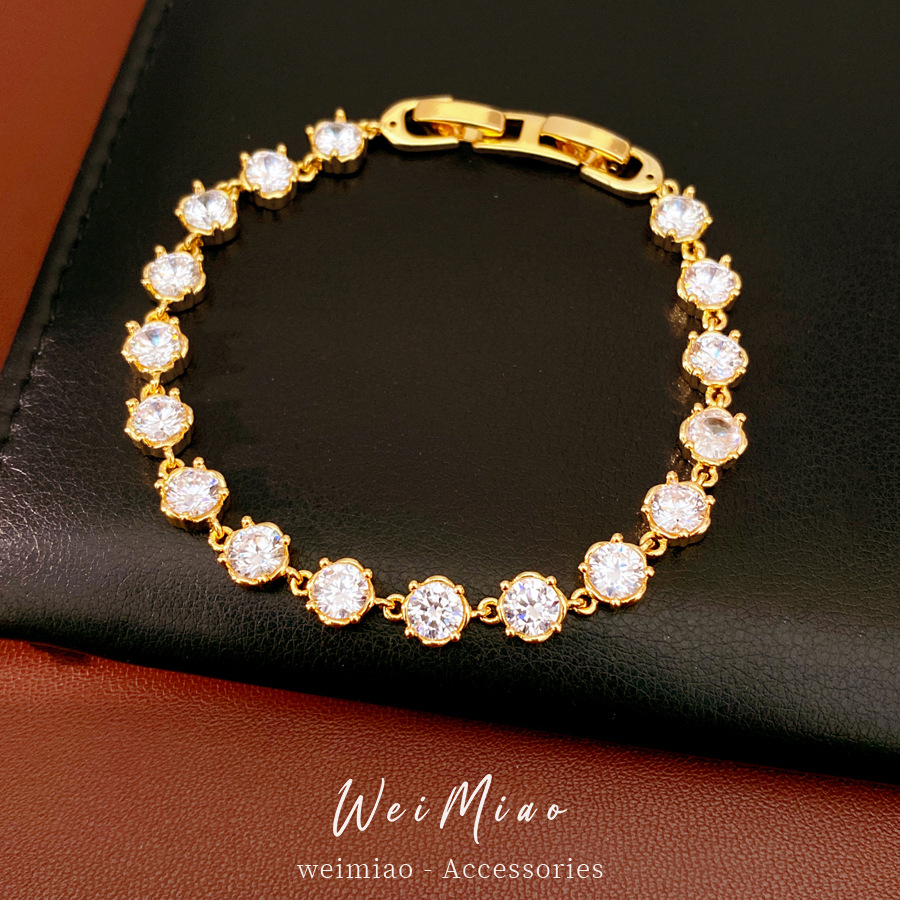 18 quilates de oro real pulsera de fichaje de piedra de diamante pulsera de lujo ligera nicho pulsera de alta calidad temperamento joyería de moda