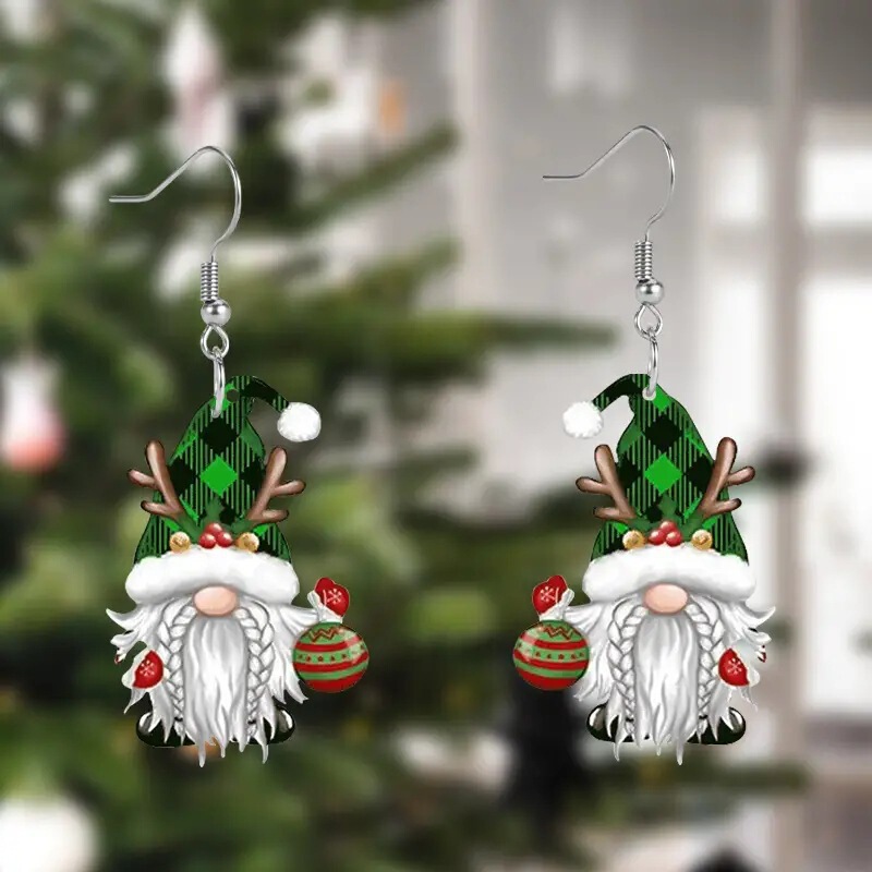 アマゾンクロスボーダーアクリルイヤリングクリスマスツリーヘラジカ小人サンタクロースペンダントイヤリングクリスマス耳|undefined