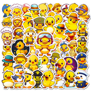 50 kinds of small yellow duck cartoon animal luggage laptop bicycle waterproof stickers cross-border wholesale