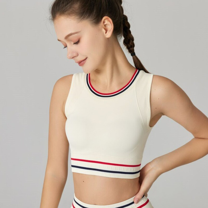 New sports striped underwear women's running shockproof jacquard yoga beautiful back antibacterial bra breathable vest New sports striped underwear women's running shockproof jacquard yoga beautiful back antibacterial bra breathable vest