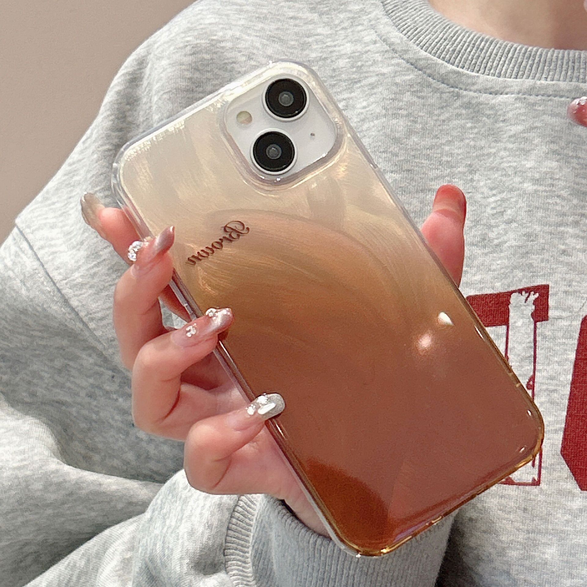 Hanfeng Feather Yarn Gradient iPhone14Pro Niche 13Pro  12Pro Phone Case 15Pro Max_voghion.com
