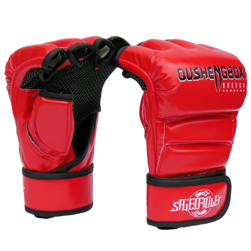 Guantes de boxeo MMA masculino medio dedo adulto profesional boxeo tailandés Sanda lucha entrenamiento UFC mujer saco de boxeo guantes de boxeo