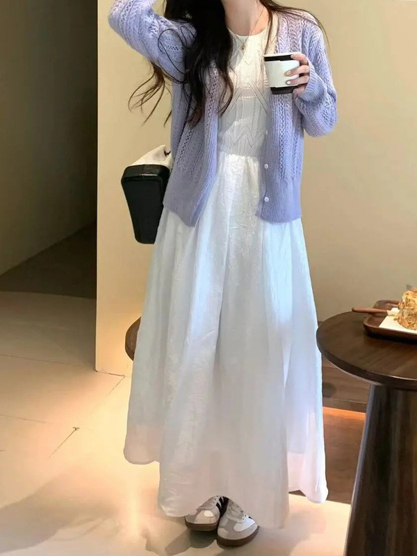 2025春夏の新型の小さい子のお茶はフランスの白いワンピースの子供の海辺の休暇のアンドロメダのロングスカートのスーツを休みます。|undefined