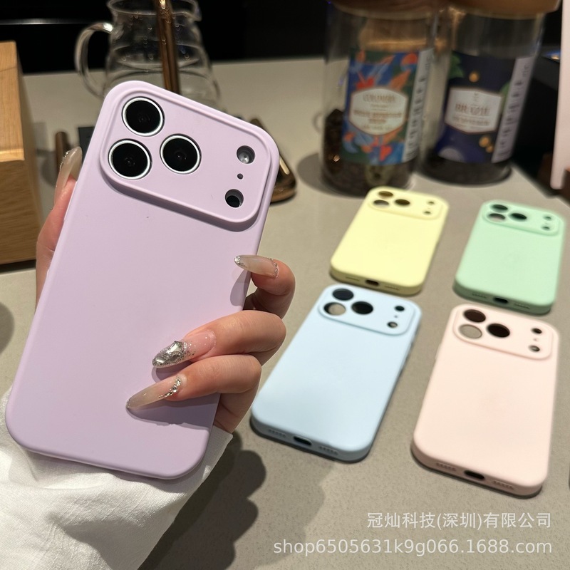 液态硅胶iPhone17PROMAX手机壳精孔苹果17Air全包纯色情侣保护套|undefined