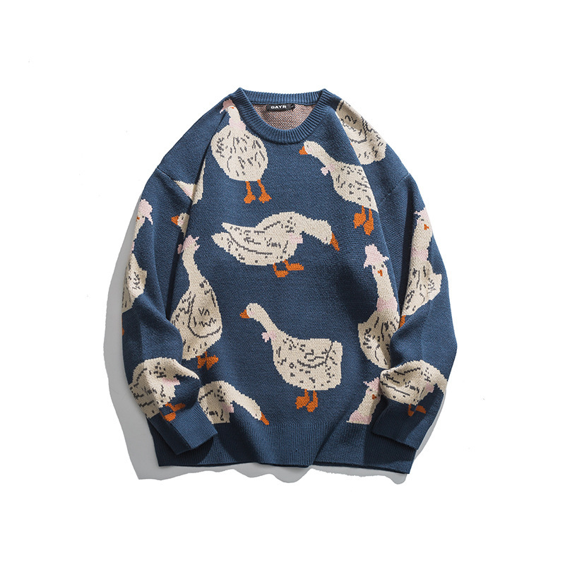 Beijie Men's Clothing American Fashion Brand 2025 New Autumn and Winter Cartoon Goose Pattern Pullover Sweater Men's and Women's Sweater Beijie Men's Clothing American Fashion Brand 2025 New Autumn and Winter Cartoon Goose Pattern Pullover Sweater Men's and Women's Sweater