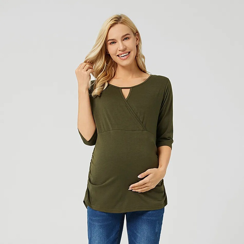Spot factory direct 2022 new Amazon eBay cross-border maternity clothes can be breast-feeding solid color short sleeve top Spot factory direct 2022 new Amazon eBay cross-border maternity clothes can be breast-feeding solid color short sleeve top