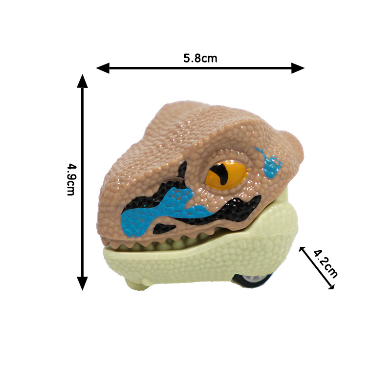 불타는 공룡이 차를 뒤로 당깁니다. [랩터 베이지]