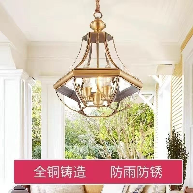 All-copper outdoor chandelier for villa courtyard, balcony, entrance corridor, foyer, gazebo, sunroom, soldered chandelier All-copper outdoor chandelier for villa courtyard, balcony, entrance corridor, foyer, gazebo, sunroom, soldered chandelier