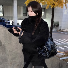 韩国金敏同款复古气质慵懒立领毛呢外套夹棉棉服短款大衣