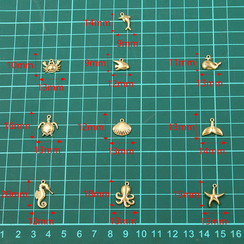 1 Piece Quantity 1 Piece 304 Stainless Steel Dolphin Crab Fish Polished Pendant Charms