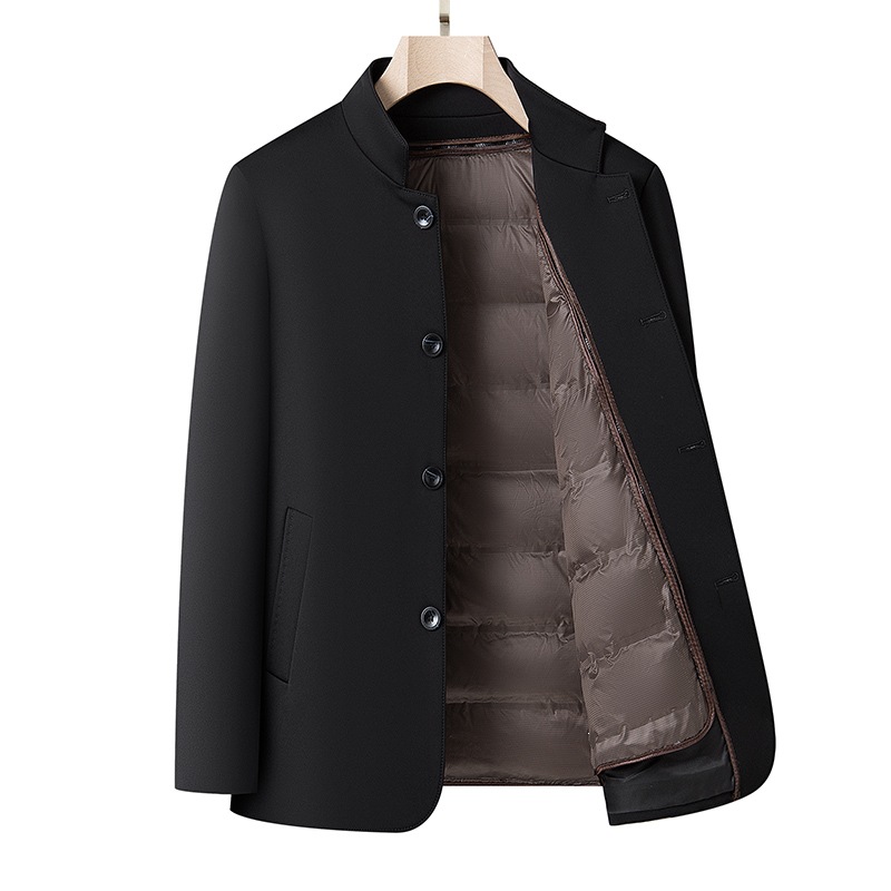Middle-aged men's down jacket, winter executive light business casual cold protection coat, warm with detachable inner lining.