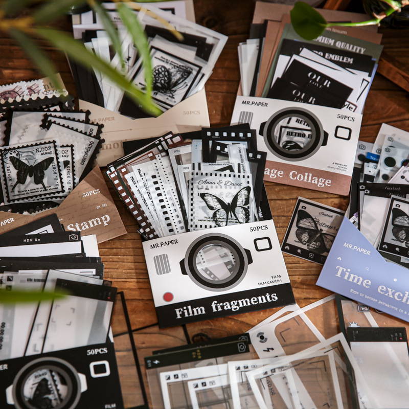Papel Sr. Retro Memoria de Papel Serie de Fragmentos de Cámara Creativa Agujero Decoración de Cuentas de mano Papel Decoración
