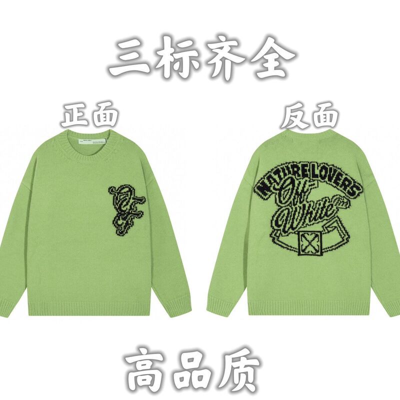 24秋冬新款潮牌字母满身logo圆领针织毛衣男女款宽松休闲上衣|undefined