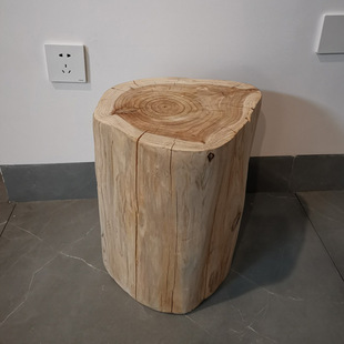 7t Natural Wood Stump Solid Wood Round Stool Tree Stump Shoe-Changing Stool Wooden Pile Sitting Stool Wood Design Root Carving Stool