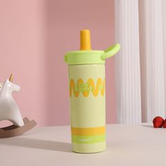 高颜值一盖双饮吸管杯咖啡杯便携带提手随行杯316不锈钢保温水杯