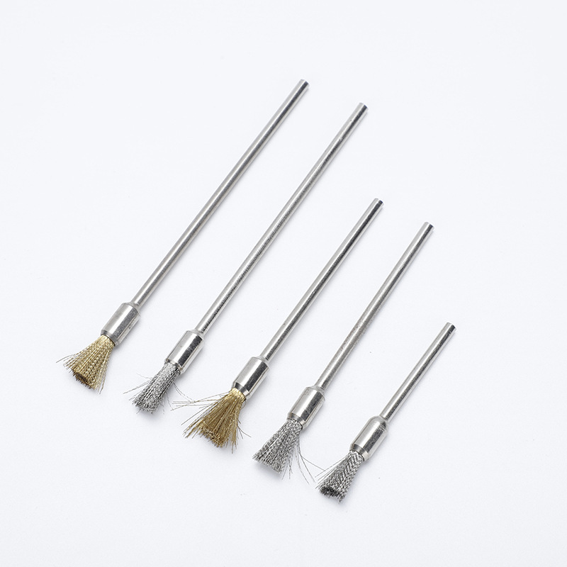 钢丝笔刷碗型打磨头电磨清洁除锈去毛刺抛光带柄钢丝刷子镀铜丝轮