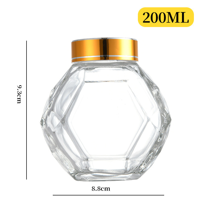 Frasco Hermético Hexagonal para Miel de Vidrio con Tapa de Madera y Cuchara Mezcladora image 7