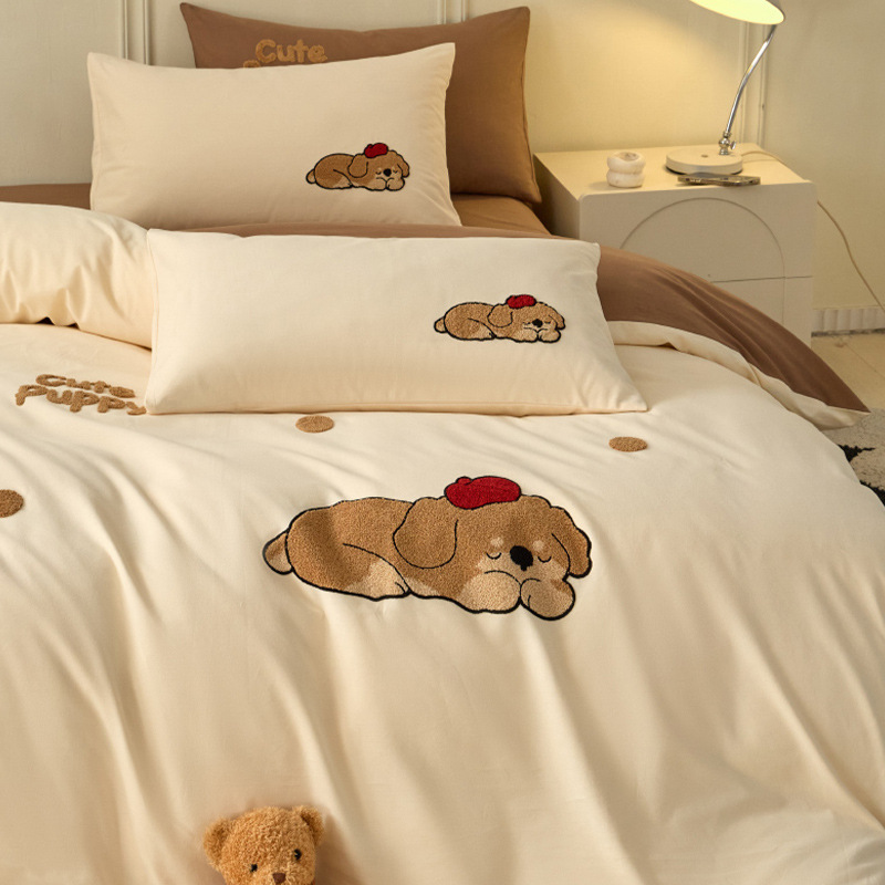 Cama de algodón grueso de clase A cuatro piezas de ropa de cama de invierno de algodón completo ropa de cama infantil cubierta de sábanas de tres piezas