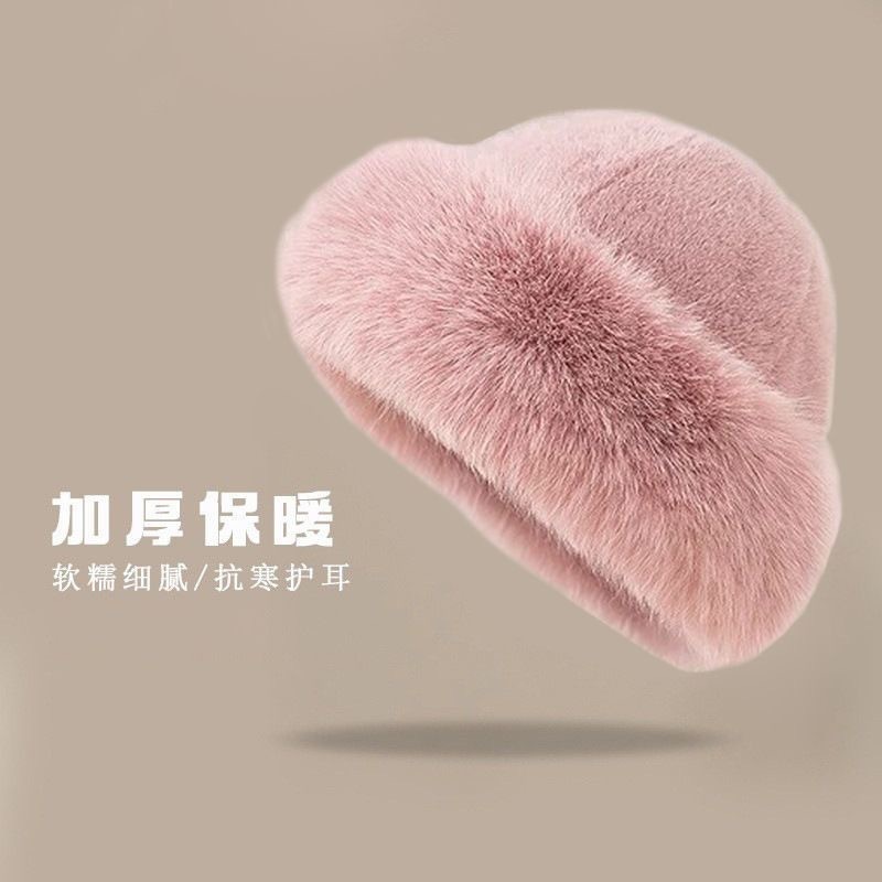 新款仿貂毛渔夫帽秋冬季民族风加绒加厚保暖大头围盆帽保暖蒙古帽|undefined