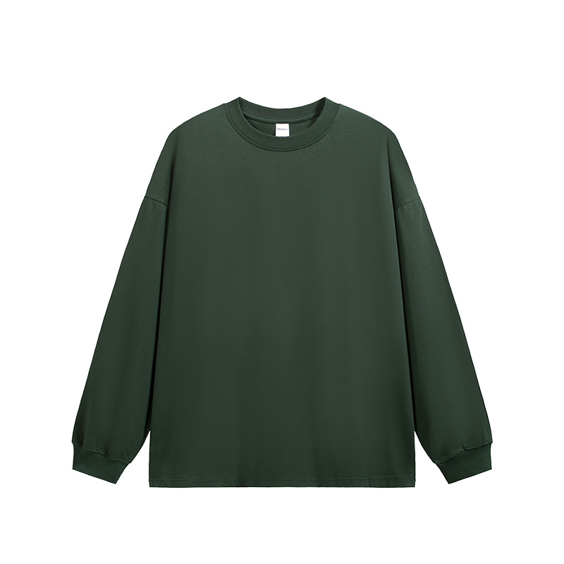 JIEZHAN | 305Gfog カラー長袖 Tシャツ 25 秋アメリカンソリッドカラーコットンルーズカップルボトリングシャツ