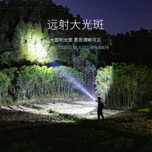 Smiling Shark Power Bank Output Flashlight with Side Light Outdoor Portable Small Flashlight Outdoor Cycling ABS Flashlight