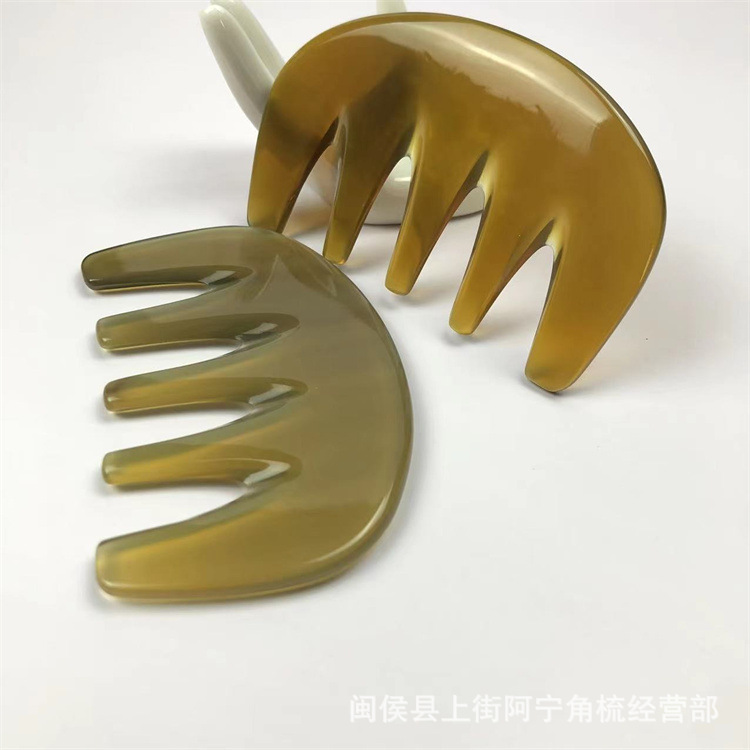 Horn Comb Massage Comb 5 Teeth Guasha Board Head Scalp Meridian Comb 9.5cm overview