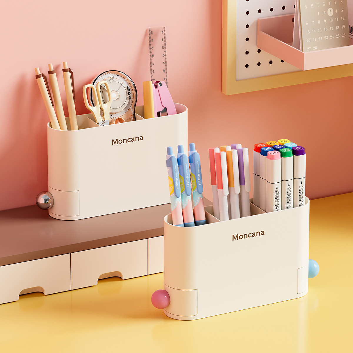 El escritorio de la Oficina del bolígrafo contiene cajas, estantes de papelería multifuncionales para estudiantes, estantes creativos de bolígrafos de gran capacidad.