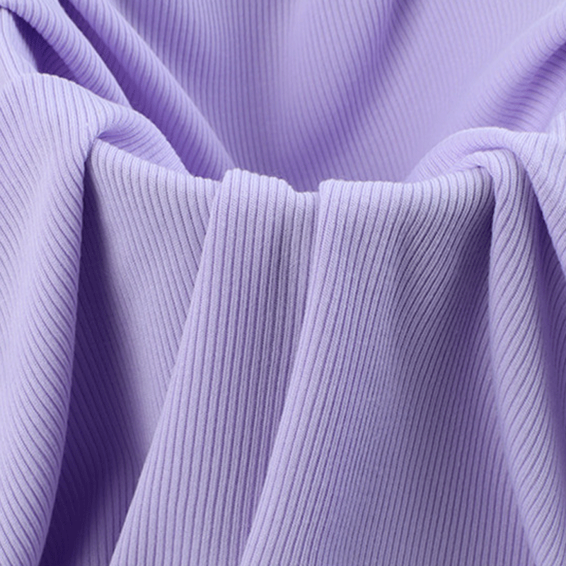 现货针织2X2螺纹面料服装用料涤氨效光弹力针织360克螺纹布