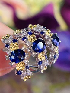 18K Gold Natural High-Quality Fine Jewelry 88 Points Sapphire Ring Jewelry Jewelry Tiktok Wholesale Generation Head