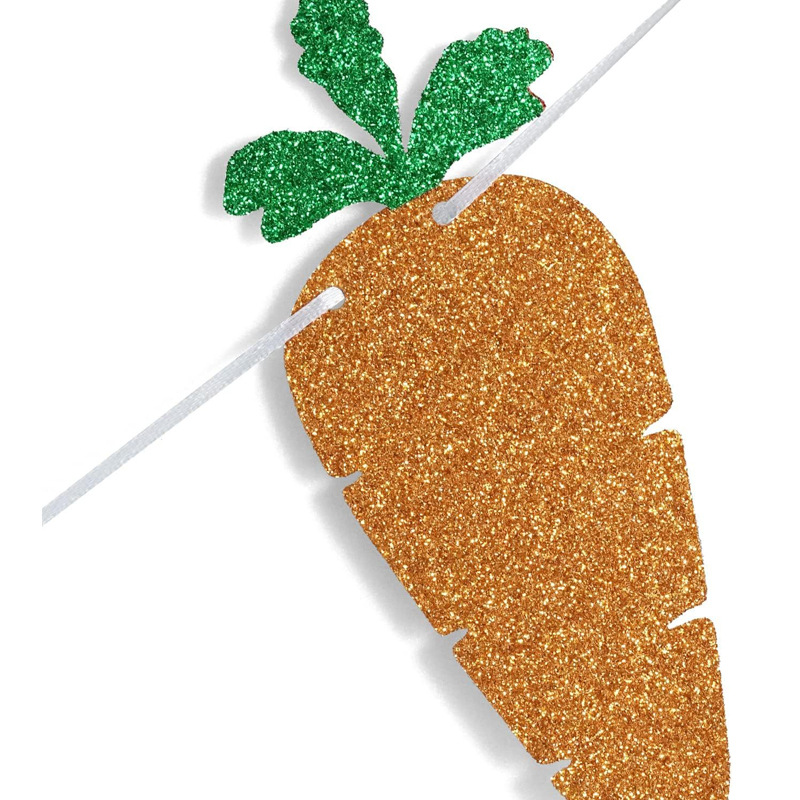 Decoración clásica de conejito y zanahoria de Pascua, bandera colgante de conejito y zanahoria, purpurina para el día de Pascua, bricolaje Premium