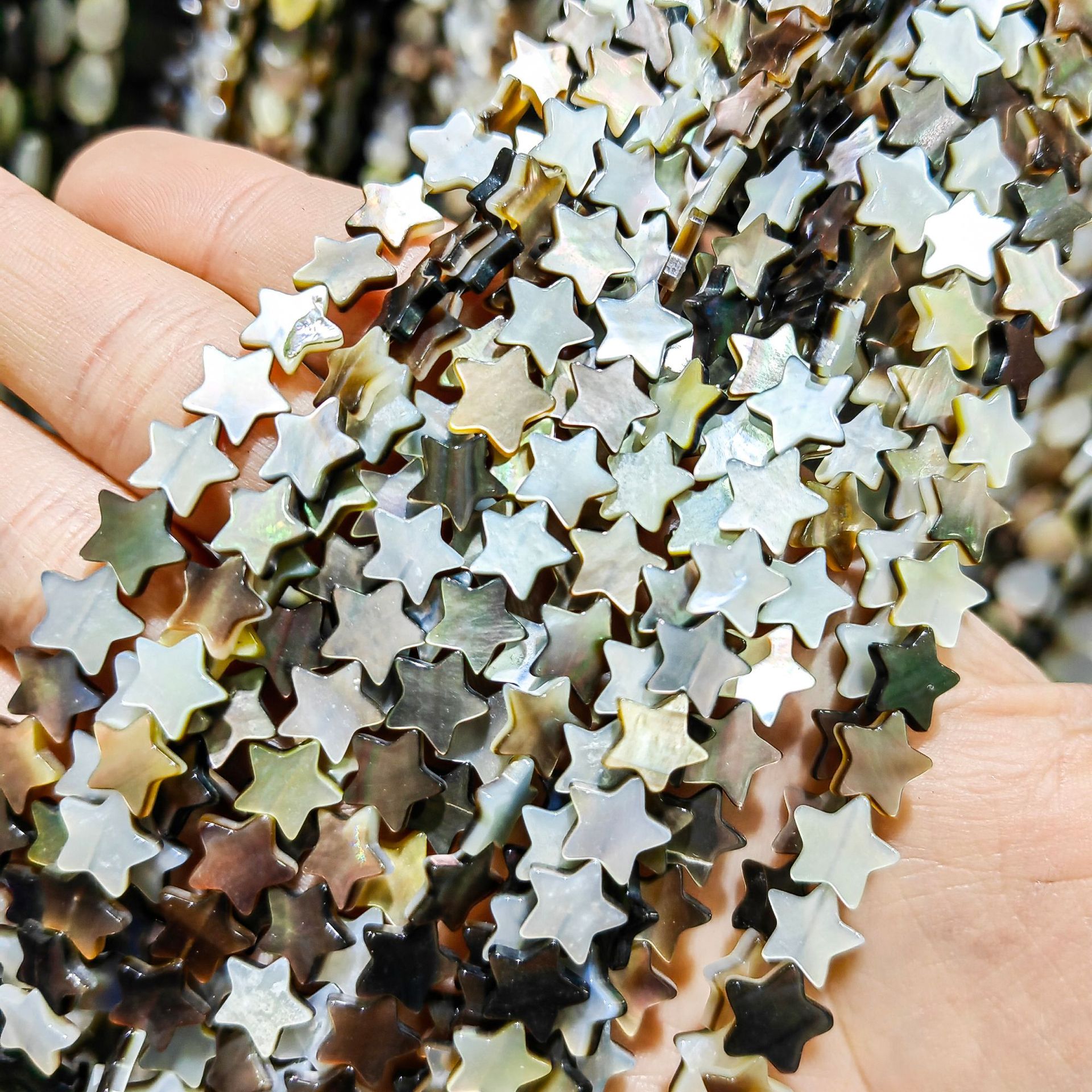 Concha natural mariposa negro Corazón de cinco estrellas forma geométrica cuentas sueltas semiacabados DIY Shell accesorios de joyería