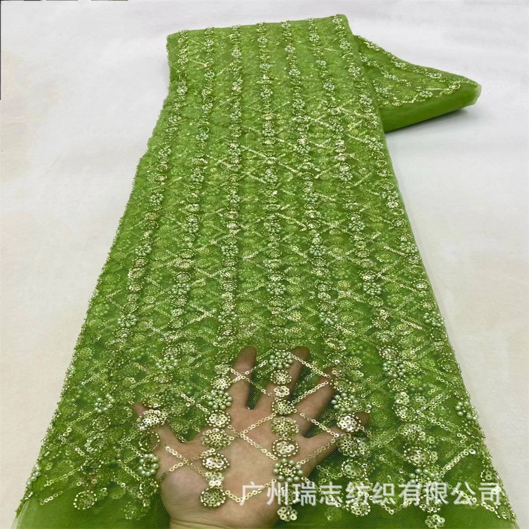 高档珠管绣婚纱礼服服装面料气质好贵重工串珠绣现货French lace