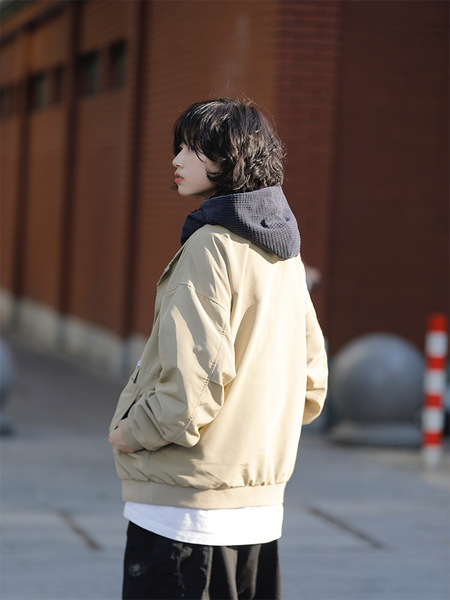 Demi-season Japanese retro jacket with hood for men and women