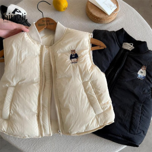 Lime Children's Cotton Vest Boys' Winter Vest Coat Baby's Thickened Warm Waistcoat Girls' Bear Top