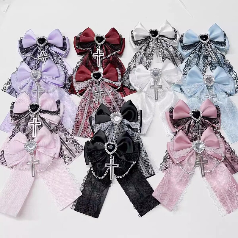 Multi-Color Fashionable Pain Bag Bow Bud Chain Cross Bow Lace Lolita Pair of Hairpins Multi-Color Fashionable Pain Bag Bow Bud Chain Cross Bow Lace Lolita Pair of Hairpins