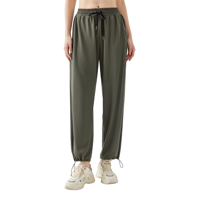 2024 Otoño e Invierno Nuevos pantalones de yoga de talla grande Pantalones de fitness de bolsillo europeos y americanos para mujer con cordón de cintura alta para adelgazar pantalones largos al por mayor