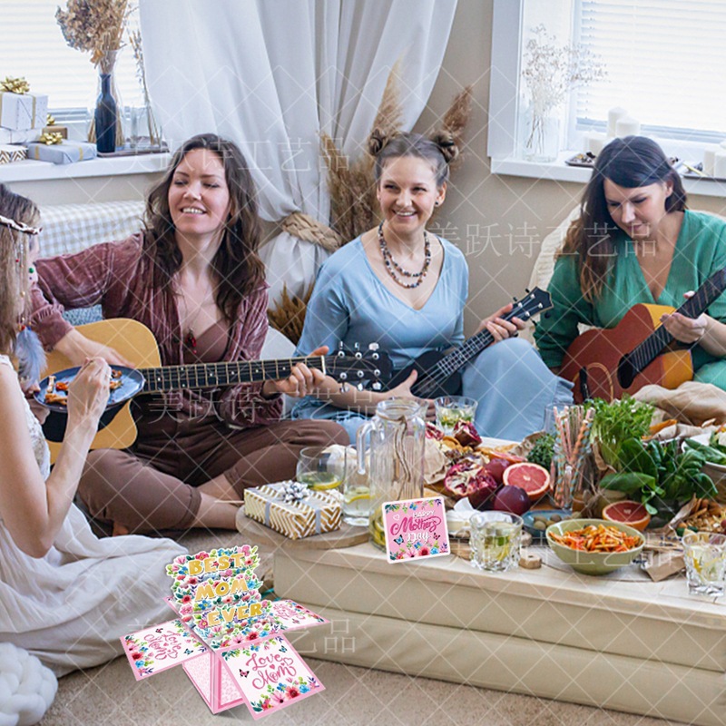 Decoración de fiesta del día de la madre transfronteriza 3D caja tridimensional decoración de cumpleaños de mamá decoración de regalo del día de la madre