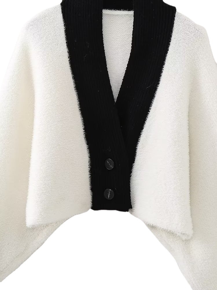 Otoño e Invierno nuevas mujeres europeas y americanas ropa contraste color Batwing camisa suéter de punto W22700