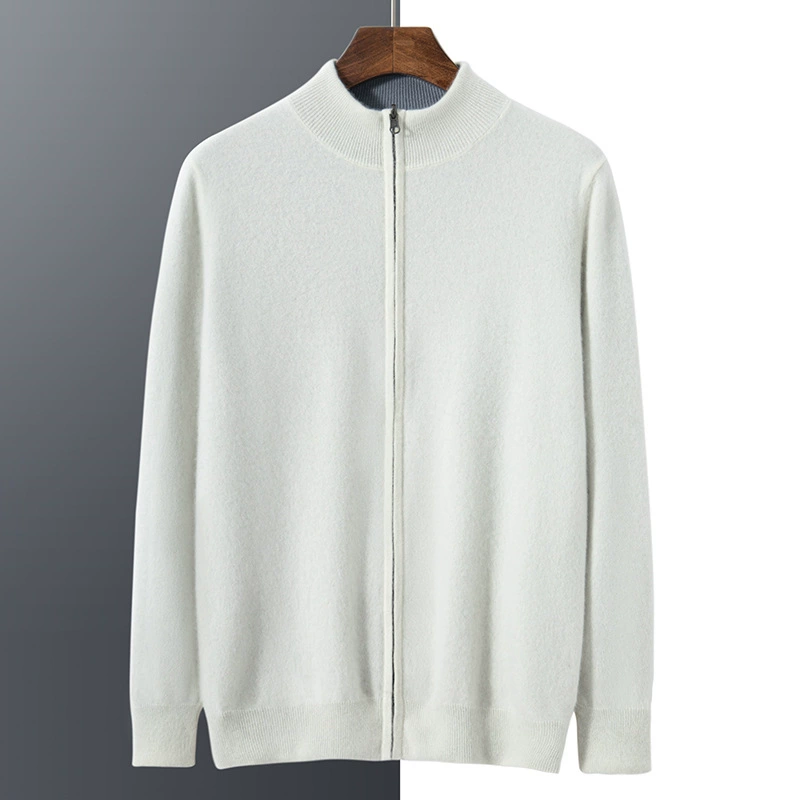 Men's cashmere cardigan, high collar, increased thickness, demi‑season, sizes M–XXXL