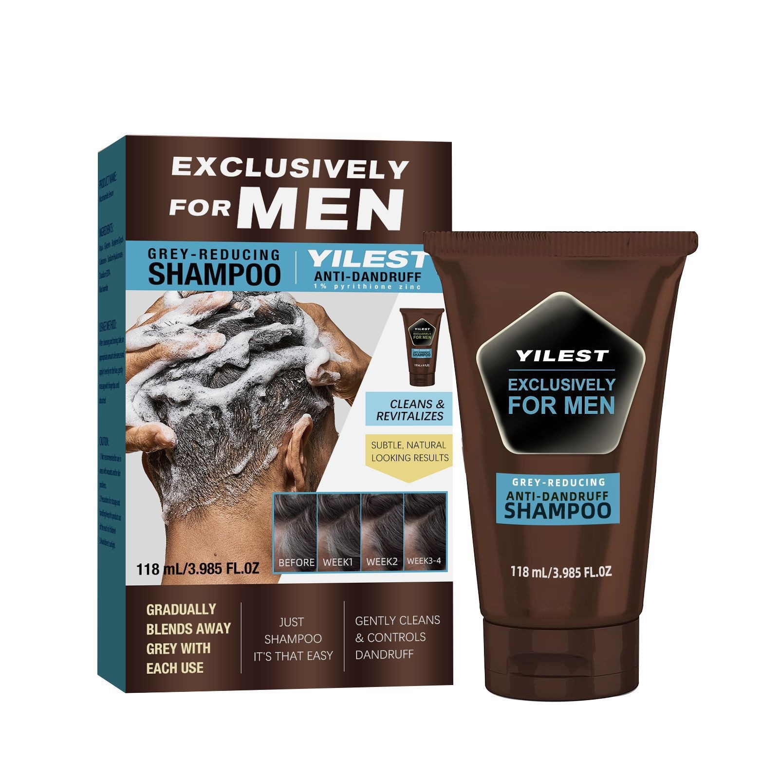 Ventas transfronterizas en caliente YILEST control de aceite anti-caspa champú de limpieza profunda humectante cabello raíz fijación gris negro champú image 6