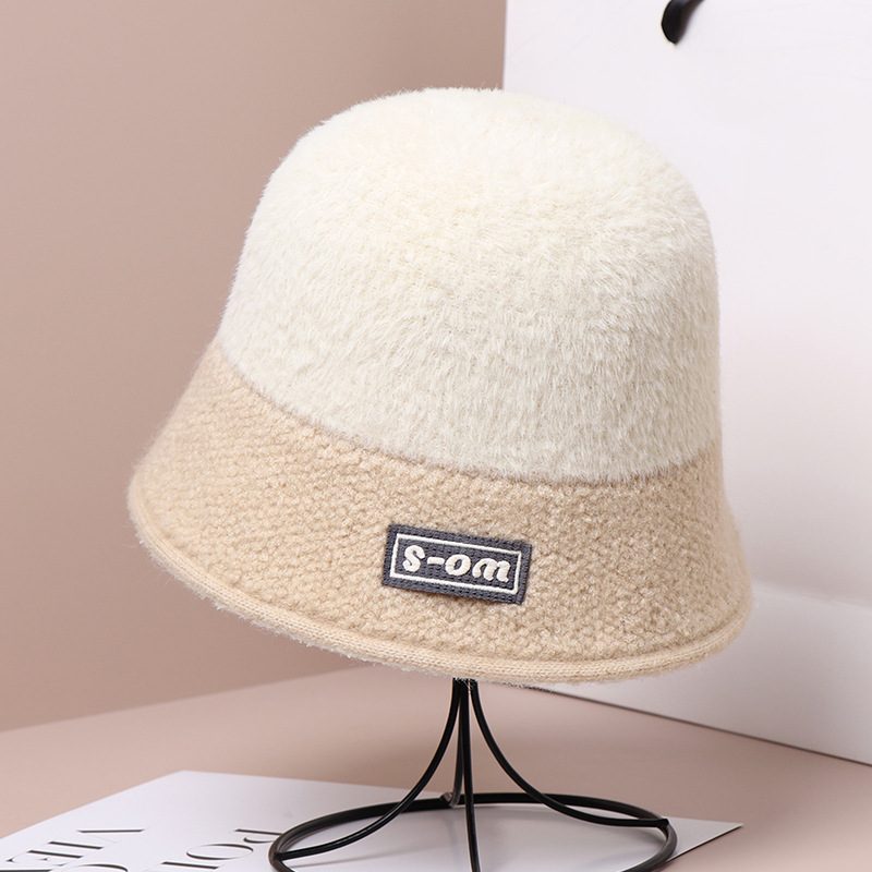 Mössa, ny koreansk utgåva för kvinnor, färgmatchande stickad varmvattenhatt mössa Höst och vinter Utomhus Face Show Small_voghion.com