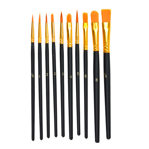 10 oil paint brush set nylon gouache pen stick short stick gouache art brush painting brush oil paint brush set