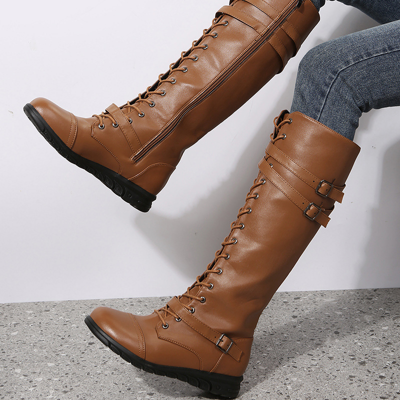 Synthetische böhmische Western-Stiefel mit niedrigem Absatz und Stiletto-Absatz, spitze Zehenpartie, quadratische Zehenpartie, Schnürstiefel für formelle Veranstaltungen_voghion.com
