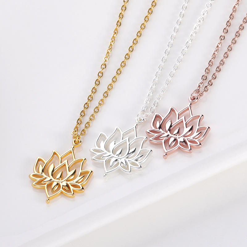 9g Weight 0.03µm-0.05µm Gold Plating Thickness PVD Coated Real Gold Plated Flower Stainless Steel Copper Simple Style Waterproof Non Tarnish Rings Necklace