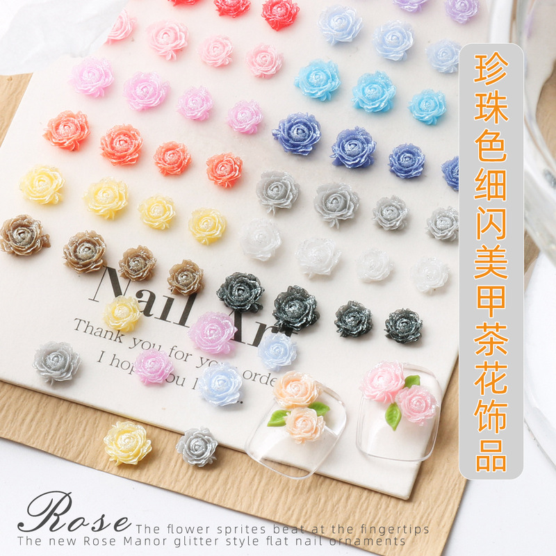 New Rose Nail Art Jewelry Pearl Resin Flower Carving Rose Camellia Fine Flash Nail Accessories New Rose Nail Art Jewelry Pearl Resin Flower Carving Rose Camellia Fine Flash Nail Accessories