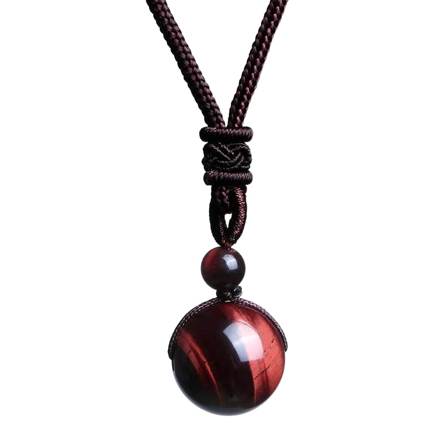 Collar de cuentas de cristal de piedra natural collar de cuentas de piedra de tigre colgante solo obsidiana collar afortunado de los hombres