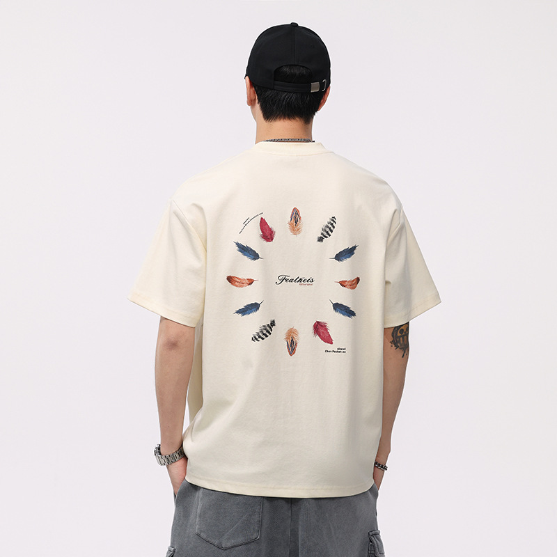American Retro Short-sleeved T-shirt Men's Summer New Printed Casual Top Half-sleeved Comfortable Heavy Base Shirt for Men American Retro Short-sleeved T-shirt Men's Summer New Printed Casual Top Half-sleeved Comfortable Heavy Base Shirt for Men