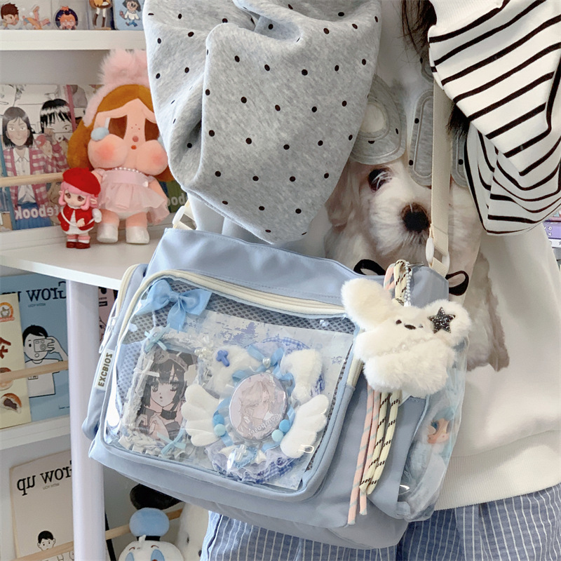 Women's Academy Style Versatile Large Capacity Crossbody Bag, Transparent Ita Bag For Badges, Shoulder Bag For School, Messenger Bag - Thumbnail 2