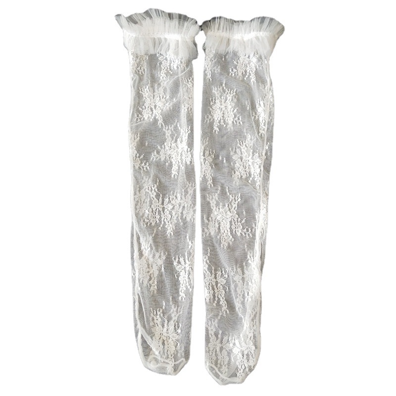 JK blanco uniforme calcetines de las mujeres de media pantorrilla de encaje fino lindo encaje japonés Lolita con zapatos Mary Jane