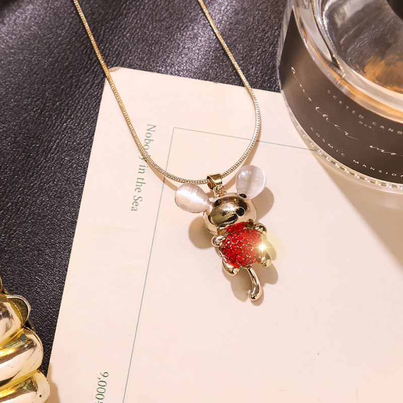 欧美新款可爱生肖鼠毛衣链时尚气质长款项链女百搭饰品高级感礼物|ms